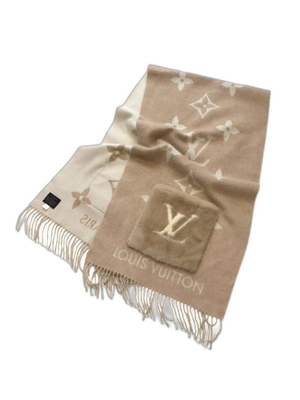 Louis Vuitton Muffler Cold Reykjavik Cashmere 100% Beige Scarf - Picture 1 of 8